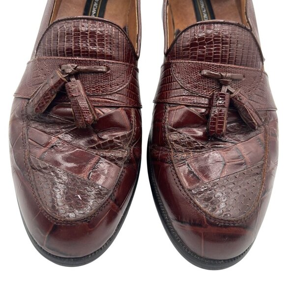 Stacy Adams Mens 11M Genuine Snake Leather Tassel Loafers Slip On Timeless Retro - Picture 3 of 15